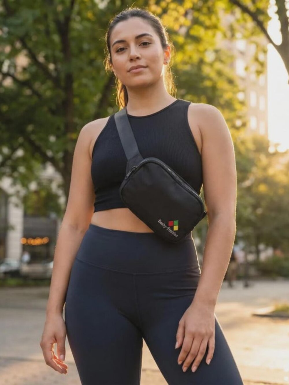 Black Sling Side Bag - Compact Waist & Crossbody Pouch